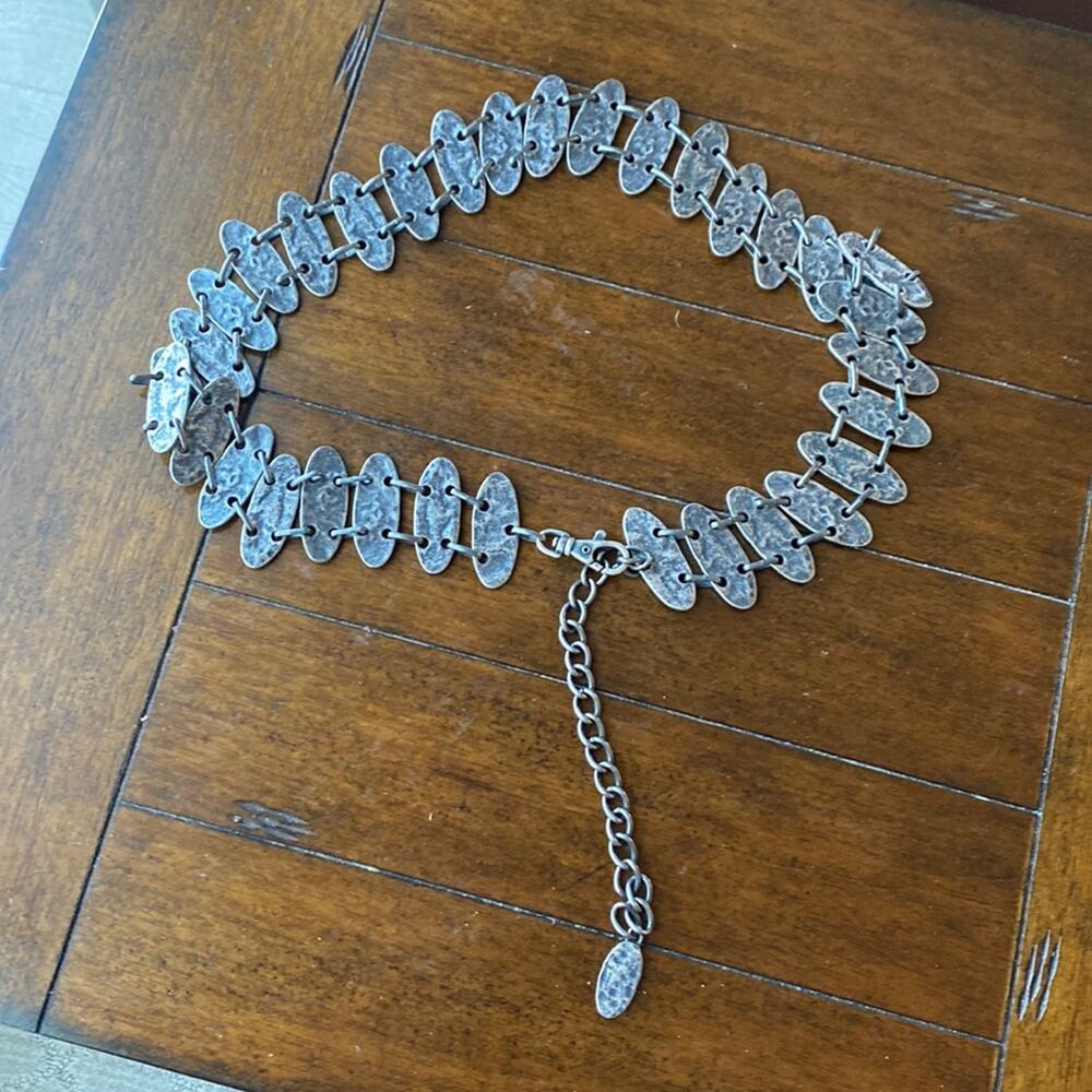 Vintage Metal silver oxidized heavy bohemian festival western belt 37-45"